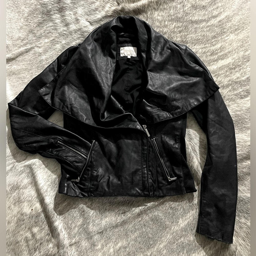 Buttery-soft Black Leather Jacket Laundry by Shelli Segal XS